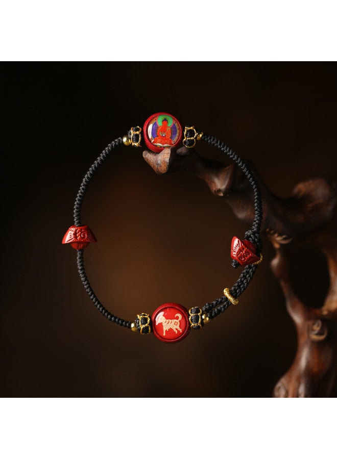 Purple Gold Sand Red Rope Anklet For Men And Women, Chinese Zodiac Rabbit Couple, Handwoven Ankle Rope - Image 3