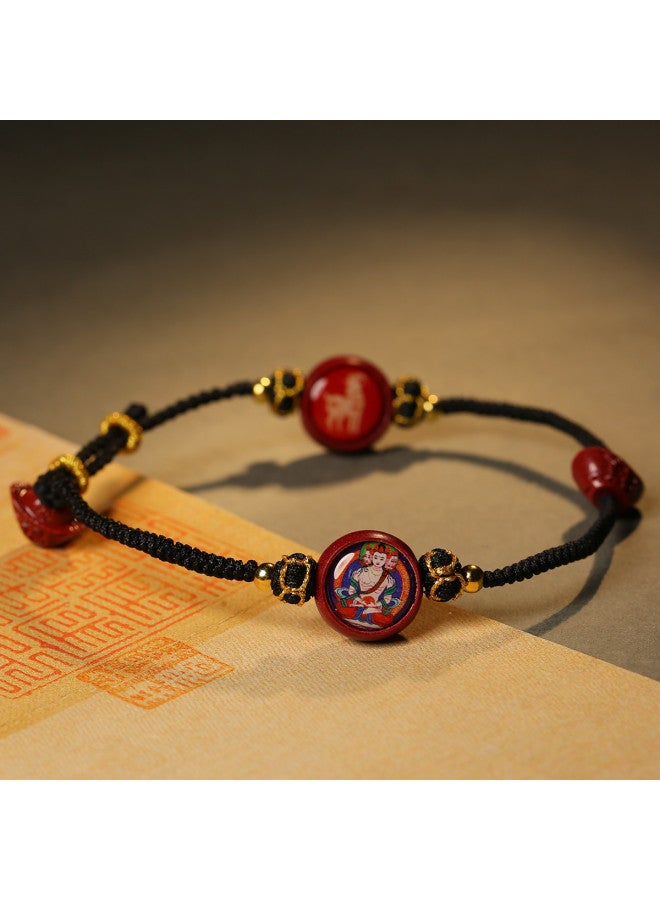 Purple Gold Sand Red Rope Anklet For Men And Women, Chinese Zodiac Rabbit Couple, Handwoven Ankle Rope - Image 2