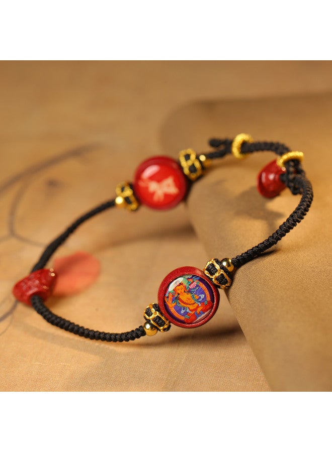 Purple Gold Sand Red Rope Anklet For Men And Women, Chinese Zodiac Rabbit Couple, Handwoven Ankle Rope - Image 4