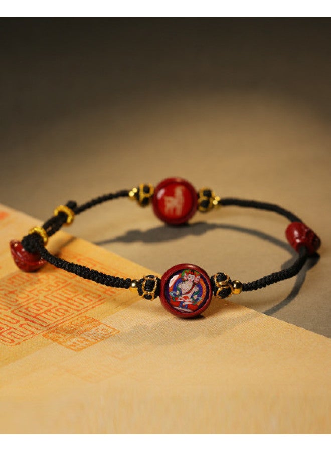 Purple Gold Sand Red Rope Anklet For Men And Women, Chinese Zodiac Rabbit Couple, Handwoven Ankle Rope - Image 1