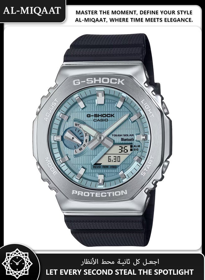 Casio G-Shock GBM-2100A-1A2 Men’s Octagonal Smartwatch – Blue Metallic Bezel, Carbon Core Guard, Bluetooth, Tough Solar, Shock Resistant - Image 1