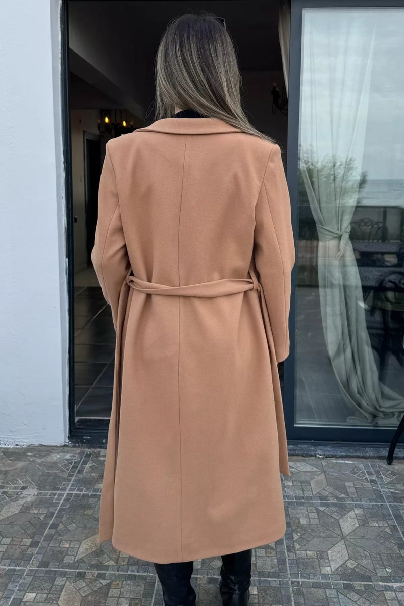Gülseli Women's Lined Belted Cashmere Coat - Image 4