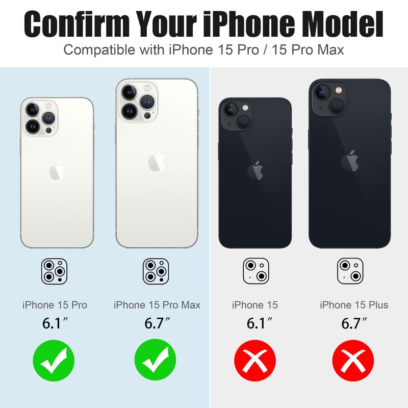 AGVEE 3+3 6 Pack for iPhone 15 Pro 6.1" / 15 Pro Max 6.7" Camera Lens Protector, Bling Diamond & Bling Glitter Metal Ring 9H Tempered HD Glass Camera Cover Film, Bling-Rose - Image 2