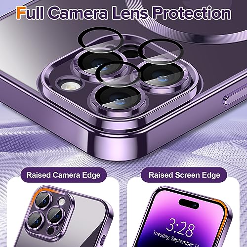 Hython Magnetic Clear for iPhone 14 Pro Case with Camera Lens Protector [Compatible with MagSafe] Luxury Plating Edge Slim Soft TPU Cover Protective Phone Case for iPhone 14 Pro 6.1", Deep Purple - Image 4