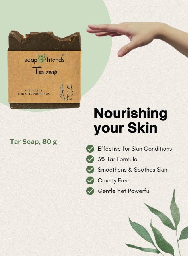 Soap&Friends Tar Soap – 80g | Soothing & Deep Cleansing for Skin Conditions | Psoriasis, Acne & Dandruff Treatment - Image 3