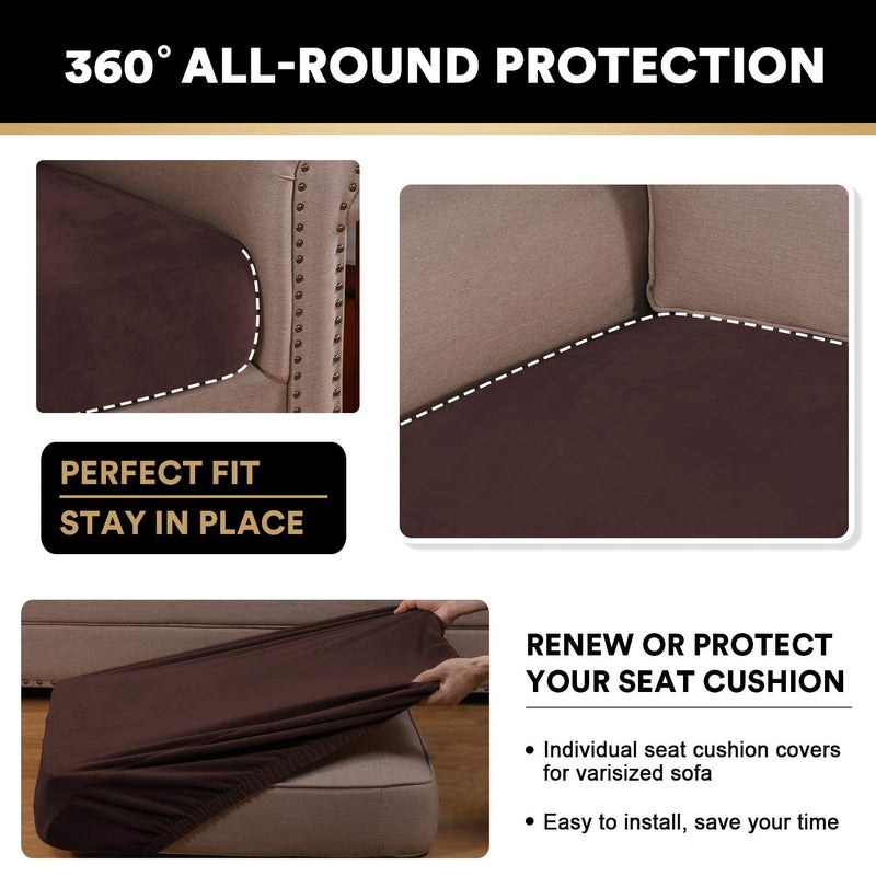 NAMAN ARTS Sofa Foam Cushions in Velvet with Zip Cover Pack of 3Mahogany - Image 5