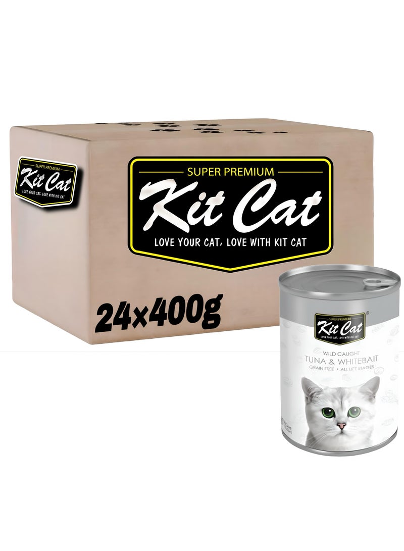 Kit cat (24 packs) wet cat food with tuna and whitebait flavor for both small and large cats / 400 grams - Image 1