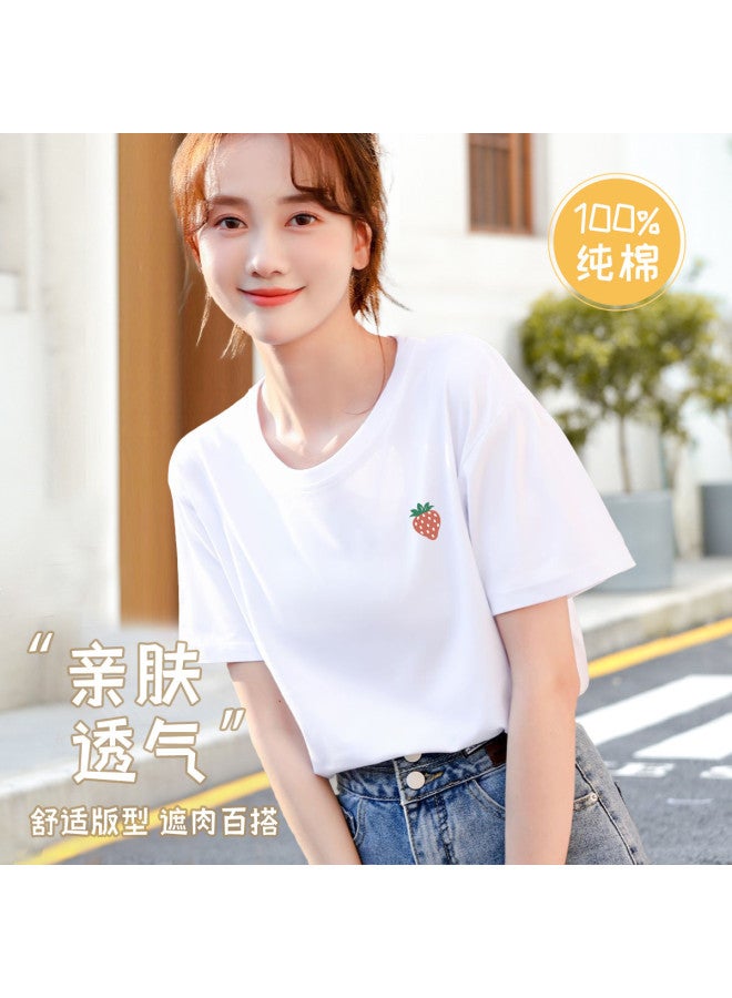 LANG SHA Spring Single Women'S T-Shirt Short Sleeve Top Half Sleeve Printed Base Layer T-Shirt - Image 2