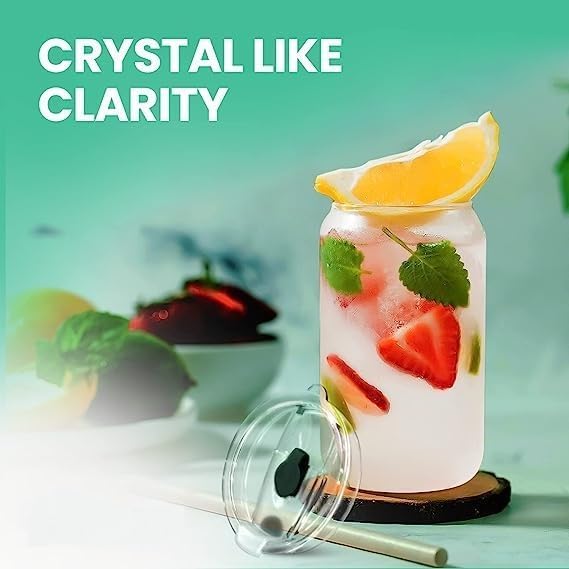 WEZOSHINET Drinking Glasses Set of 2 Can Shaped Glass Sake Cups with Straws 500ml Iced Coffee Glasses Iced Tea Glasses Tumbler Cup Cocktail Glasses Soda Clear Water Cup Beer Glasses2 Pcs Set - Image 5
