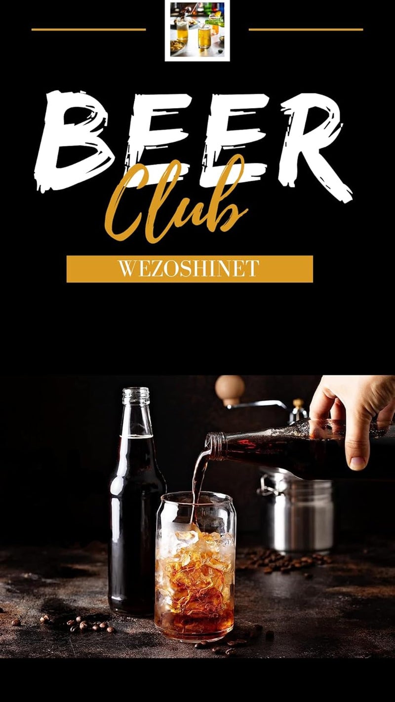 WEZOSHINET Drinking Glasses Set of 2 Can Shaped Glass Sake Cups with Straws 500ml Iced Coffee Glasses Iced Tea Glasses Tumbler Cup Cocktail Glasses Soda Clear Water Cup Beer Glasses2 Pcs Set - Image 2