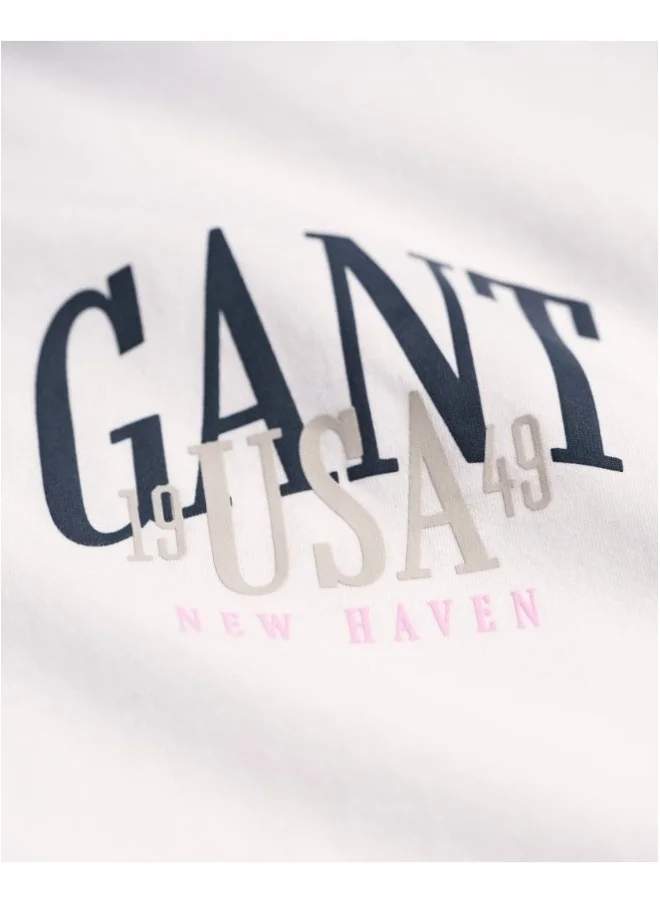 غانت Gant Teen Girls Cropped Contrast Long Sleeve Top