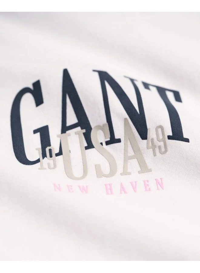 GANT Gant Teen Girls Cropped Contrast Long Sleeve Top