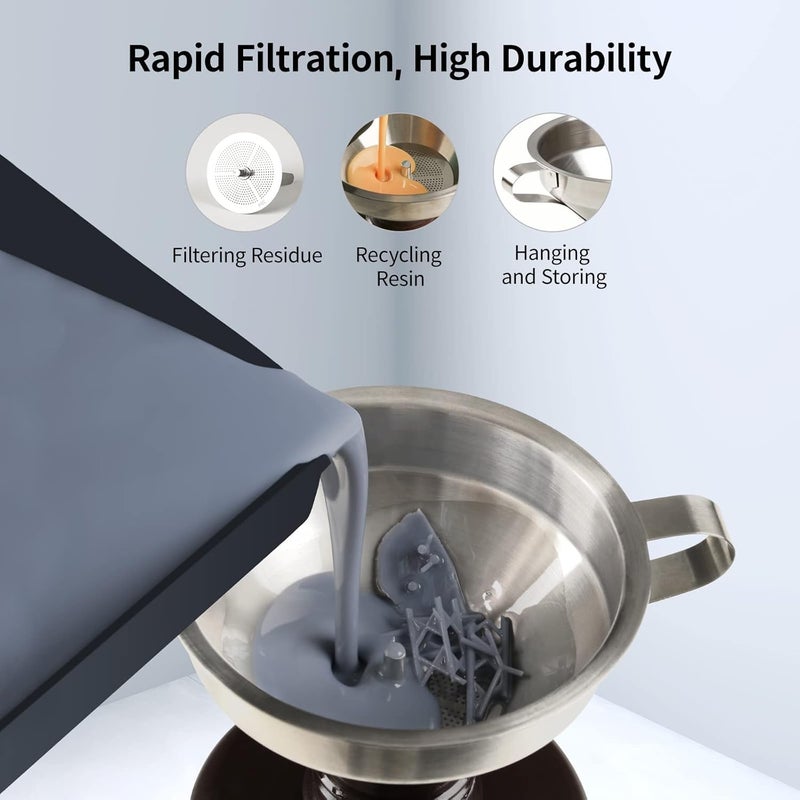 3idea Anycubic Resin 3D Printer Accessories Tool Kits, Silicone Pad, Stainless Steel Resin Filter, Multi-Function Water Bottle, Fish Scale Cloth, Golves, Plastic Nipper for Cleaning and 3D Printing - Image 2