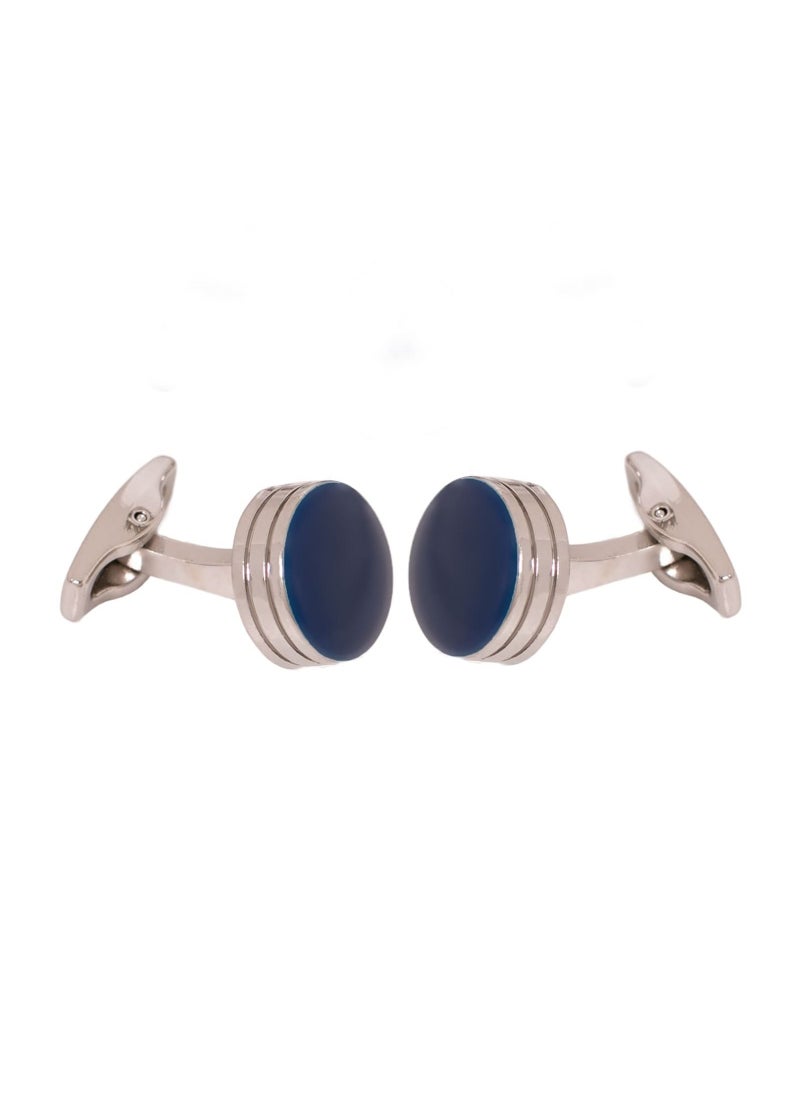 Round Formal Silver Blue Cufflink - pzsku/Z14260914D6FE3D2AE6BDZ/45/_/1663861549/666d3c14-46b9-4f49-9fa1-31cd0287c451