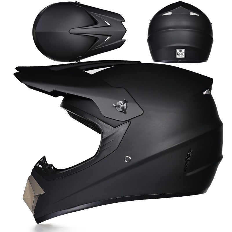 Generic Lightweight Off-Road Motorcycle Helmet with Visor Matt black monochrome 
