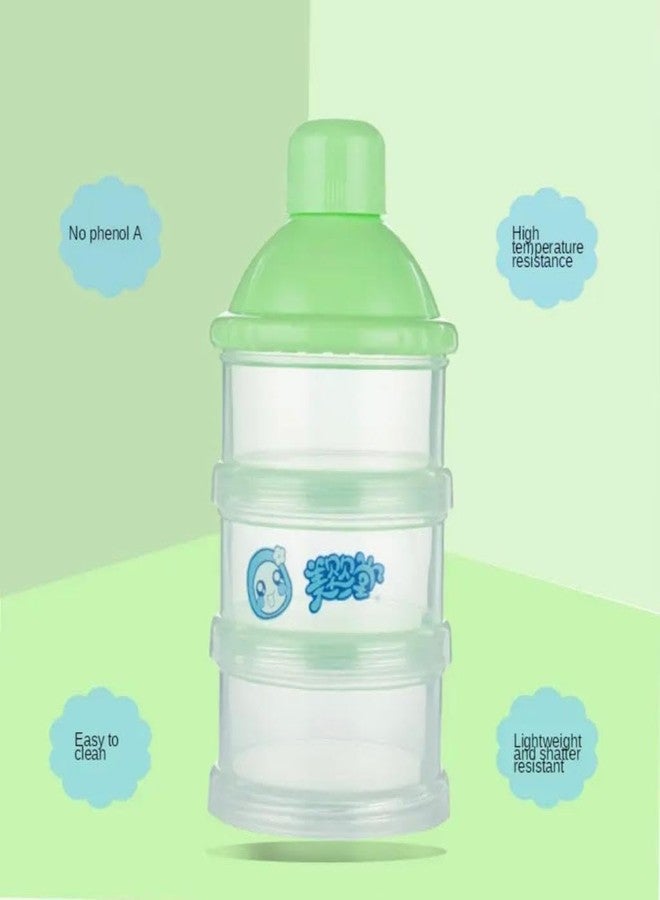 WROPZO Plastic 3 Layers Cute Bear Portable Baby Food & Milk Powder Storage Box Bottle Bowl Container Tiffin Box Spill Proof for New Born Babies Todler Kids Travelling, BPA Free, Multicolor - Image 2