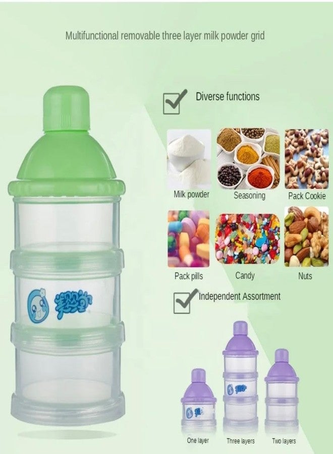 WROPZO Plastic 3 Layers Cute Bear Portable Baby Food & Milk Powder Storage Box Bottle Bowl Container Tiffin Box Spill Proof for New Born Babies Todler Kids Travelling, BPA Free, Multicolor - Image 3