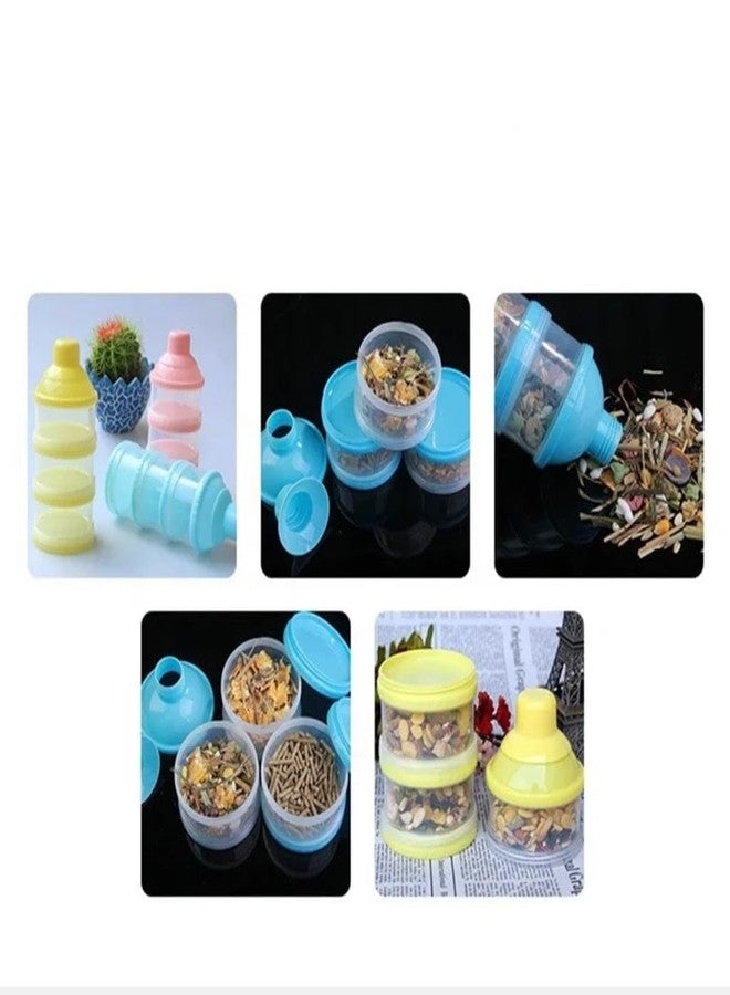 WROPZO Plastic 3 Layers Cute Bear Portable Baby Food & Milk Powder Storage Box Bottle Bowl Container Tiffin Box Spill Proof for New Born Babies Todler Kids Travelling, BPA Free, Multicolor - Image 4