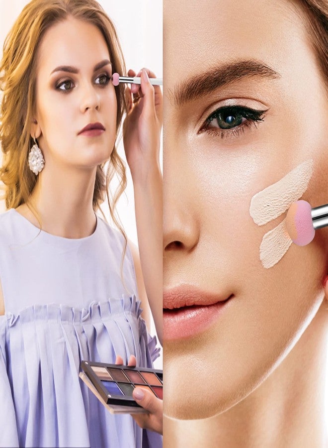 Sibba Foundation Brushes 4 PCS Makeup Setting Powder Blush Beauty Techniques Sponge Angled Stick Liquid Concealer Cream Nose Face Contour Make Up Loose Powder Puff Under Eyeline Set Pressed Blending - Image 4
