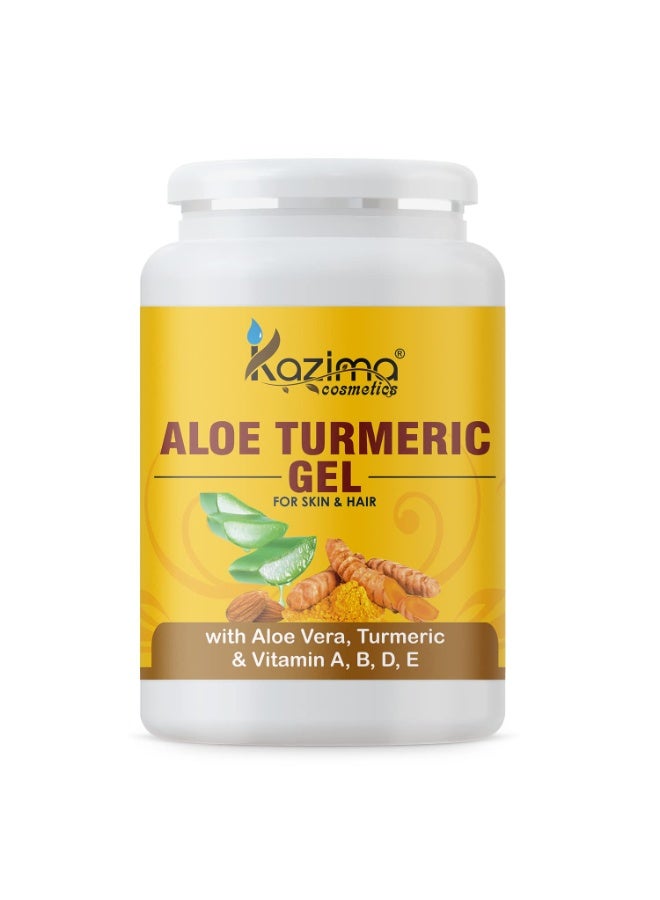 KAZIMA Aloe Turmeric Gel for Face and Body, 1kg | with Multivitamins, Turmeric and Pure Aloe Vera for Soothing, Hydrating, & Moisturizing | Brightening Gel for Dark Spots and Hyperpigmentation - Image 1