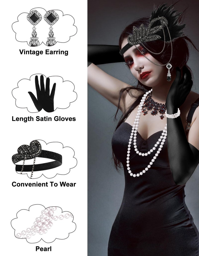 PLULON 6 Pcs 1920s Flapper Accessories for Women, Great Gatsby Flapper Accessories Fashion Roaring 20s Costume for Women - Image 3