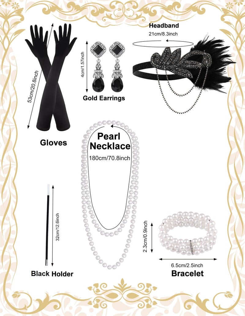 PLULON 6 Pcs 1920s Flapper Accessories for Women, Great Gatsby Flapper Accessories Fashion Roaring 20s Costume for Women - Image 2