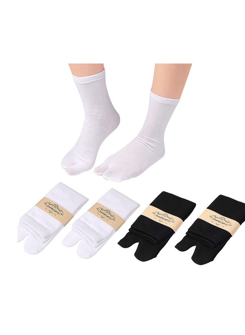 Japan Tabi Socks, Split 2 Toe Sandals Ninja Slipper Japanese Kimono Cotton for Men Women,4 Pairs  - Image 2