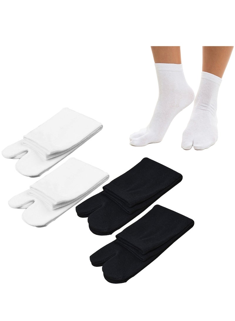 Japan Tabi Socks, Split 2 Toe Sandals Ninja Slipper Japanese Kimono Cotton for Men Women,4 Pairs  - Image 1