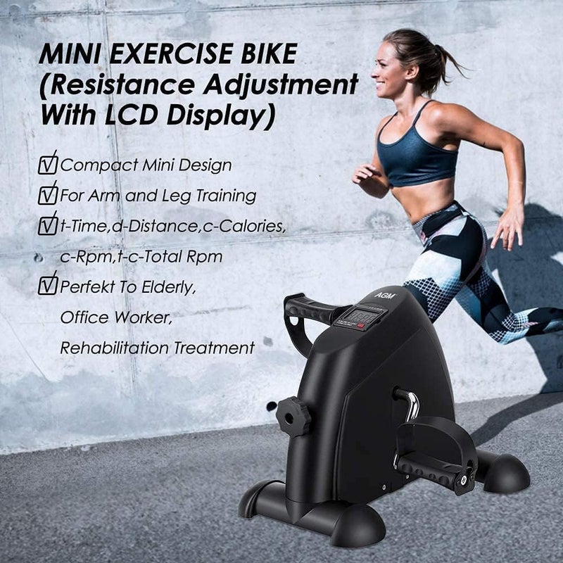 AGM Mini Exercise Bike Pedal Exerciser Portable Cycle Arm and Leg Exerciser with LCD Display - Image 2