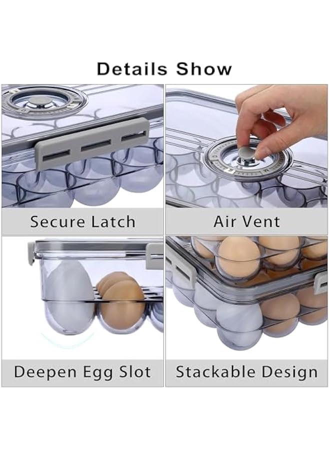 HOOKOR Plastic Egg Holder for Fridge, Egg Container for Refrigerator, Egg Organizer, Plastic Egg Storage Box with Time Reminer and Lid- Reusable Egg Carton Tray Stackable (Small-hold 18 eggs) - Image 5