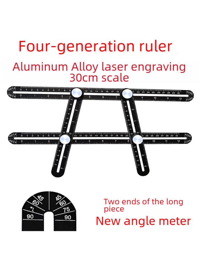 ABS Multifunctional Folding Ruler Plastic Movable Four-fold Ruler Stainless Steel Ruler Aluminum Alloy 4-fold Four-side Ruler Angle Ruler-Model:First-generation Ruler Opp Packing Bag - Image 4