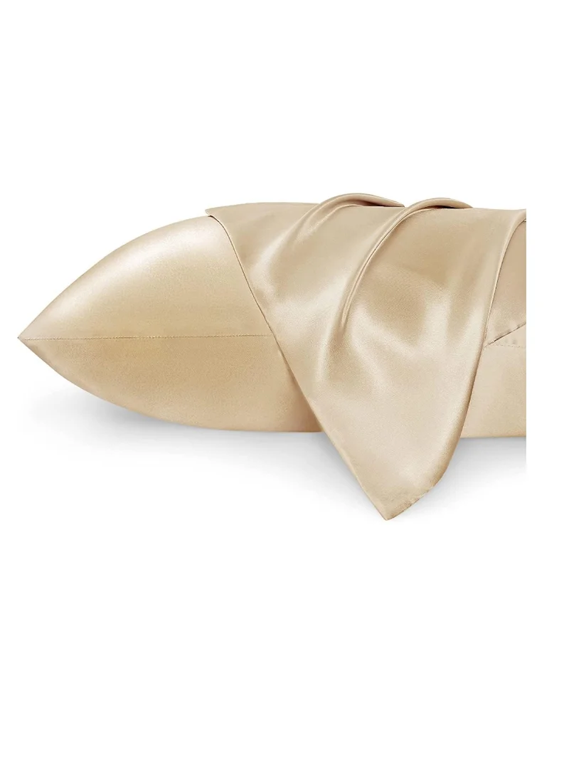 MahMir MahMir® Silky Satin Pillowcase for Hair and Skin Queen - Champagne Gold Silk Pillowcase 2 Pack 76L x 51W CM (20x30 Inches) - Satin Pillow Cases Set of 2 with Envelope Closure (2pcs Champagne)