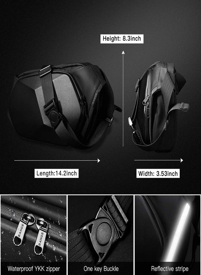 BANGE Sling Bag Waterproof Safe Protect Shell Crossbady Backpack, Biking Hiking Travel Shoulder Bag (Black Large), Black Large, Large - Image 5