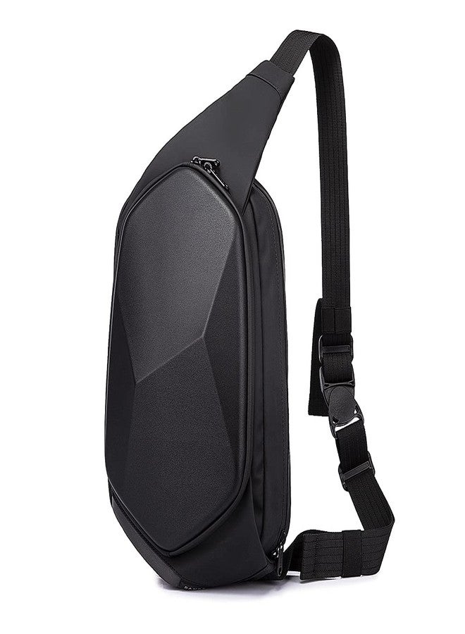 BANGE Sling Bag Waterproof Safe Protect Shell Crossbady Backpack, Biking Hiking Travel Shoulder Bag (Black Large), Black Large, Large - Image 1