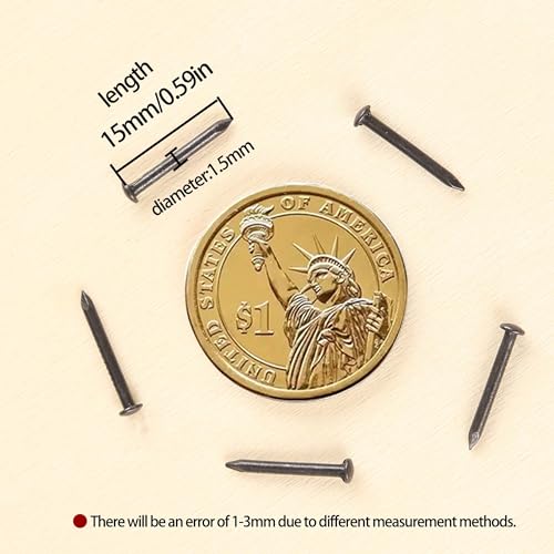 newlng 500PCS Small Nail Round Head Tiny Nails String Art Nails Hand-Made Hardware Accessories Fasteners Mini Nail 1.5mm X 15mm/0.06"X0.6"(DXL) Black - Image 2