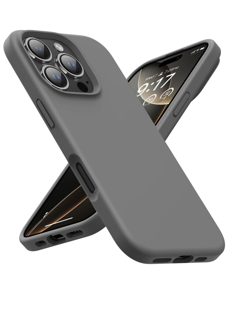 ELTRAZONE "iPhone 16 Pro Max Soft Liquid Silicone Case - Shockproof Full Body Protection with Matte Finish & Microfiber Lining (Dark Grey)" - Image 1