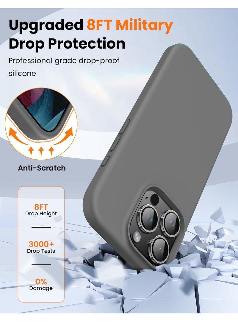 ELTRAZONE "iPhone 16 Pro Max Soft Liquid Silicone Case - Shockproof Full Body Protection with Matte Finish & Microfiber Lining (Dark Grey)" - Image 3