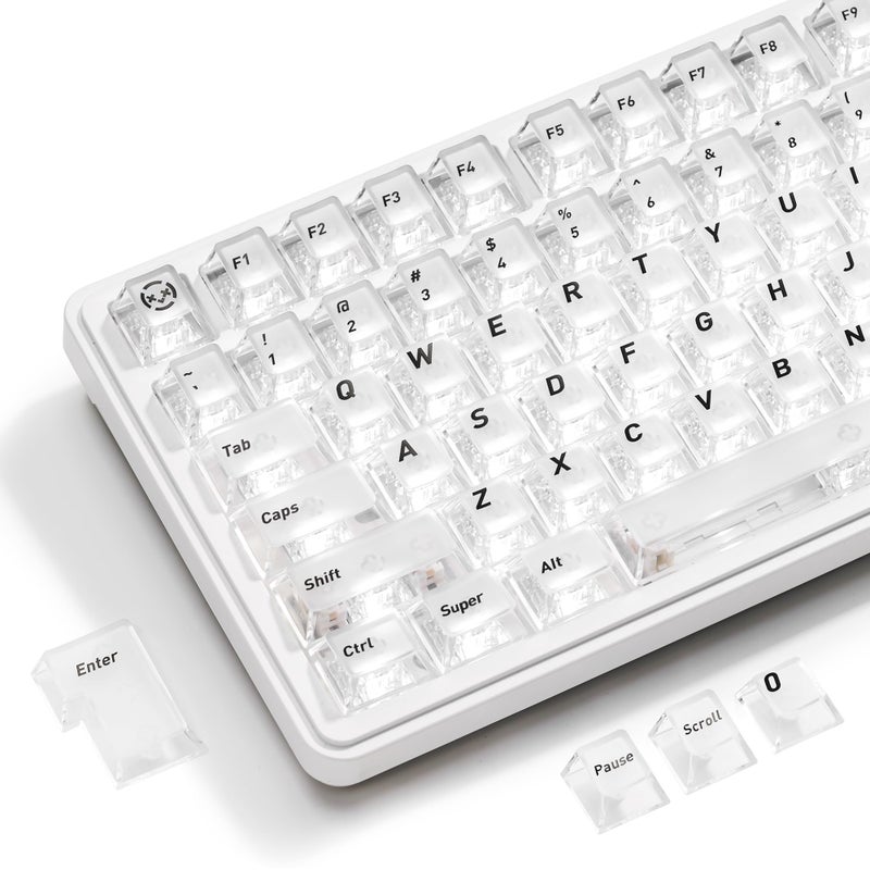 HITIME XVX White Clear Keycaps,Transparent Keycaps 60 75 100 Percent,Ceramic Keycap Style, Shine Through Keycap, Cherry Profile Keyboard Key Cap Set for Mx Switches Mechanical Keyboard, 119 Keys - Image 1