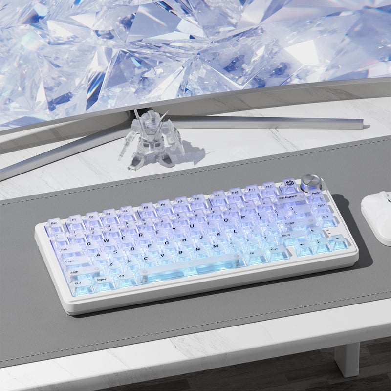 HITIME XVX White Clear Keycaps,Transparent Keycaps 60 75 100 Percent,Ceramic Keycap Style, Shine Through Keycap, Cherry Profile Keyboard Key Cap Set for Mx Switches Mechanical Keyboard, 119 Keys - Image 5