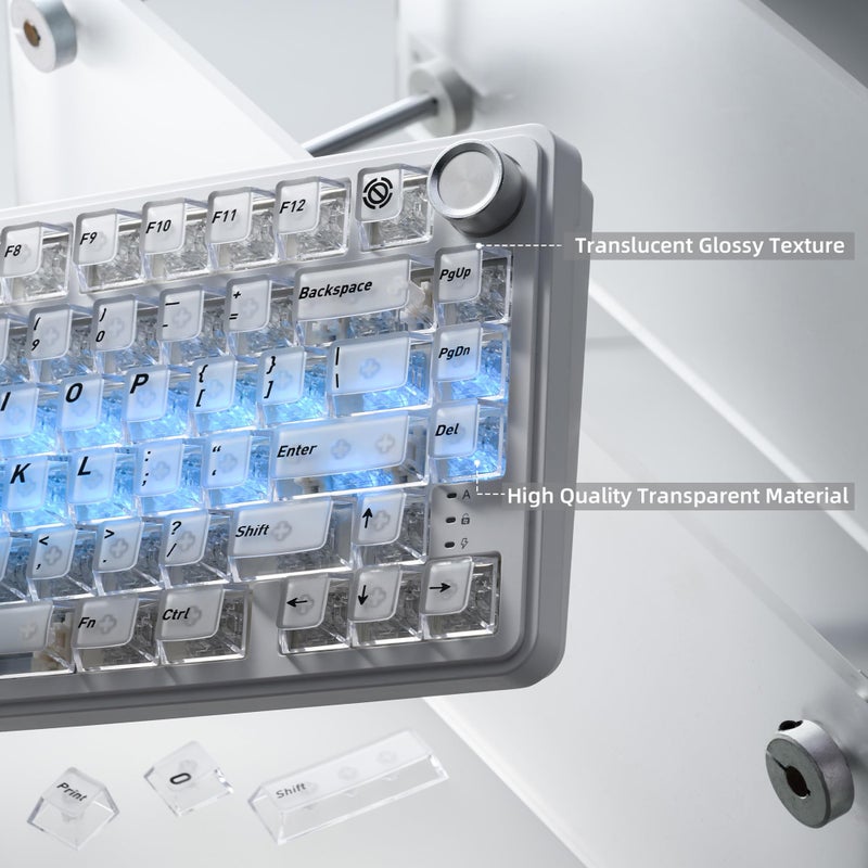 HITIME XVX White Clear Keycaps,Transparent Keycaps 60 75 100 Percent,Ceramic Keycap Style, Shine Through Keycap, Cherry Profile Keyboard Key Cap Set for Mx Switches Mechanical Keyboard, 119 Keys - Image 3