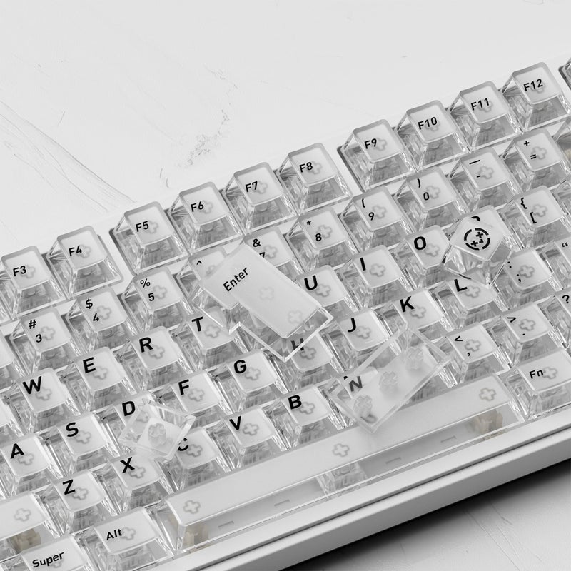 HITIME XVX White Clear Keycaps,Transparent Keycaps 60 75 100 Percent,Ceramic Keycap Style, Shine Through Keycap, Cherry Profile Keyboard Key Cap Set for Mx Switches Mechanical Keyboard, 119 Keys - Image 4