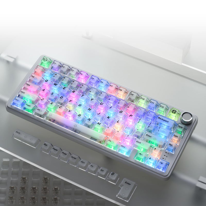 HITIME XVX White Clear Keycaps,Transparent Keycaps 60 75 100 Percent,Ceramic Keycap Style, Shine Through Keycap, Cherry Profile Keyboard Key Cap Set for Mx Switches Mechanical Keyboard, 119 Keys - Image 2