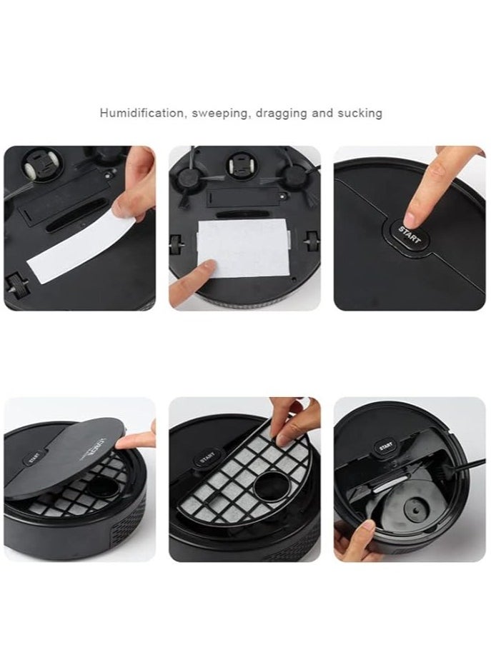 Robot Vacuum Cleaner, Usb Charging Vacuum Cleaner, Smart Mopping Wet And Dry, Carpet And Hard Floor Sweeping Robot, Household Cleaning Machine, Robot Vacuum Cleaner, Usb Smart 3 In 1 Super Thin, Powerful Suction, Quiet, Cleans Hard Floors To Medium Pile Carpets (Black)