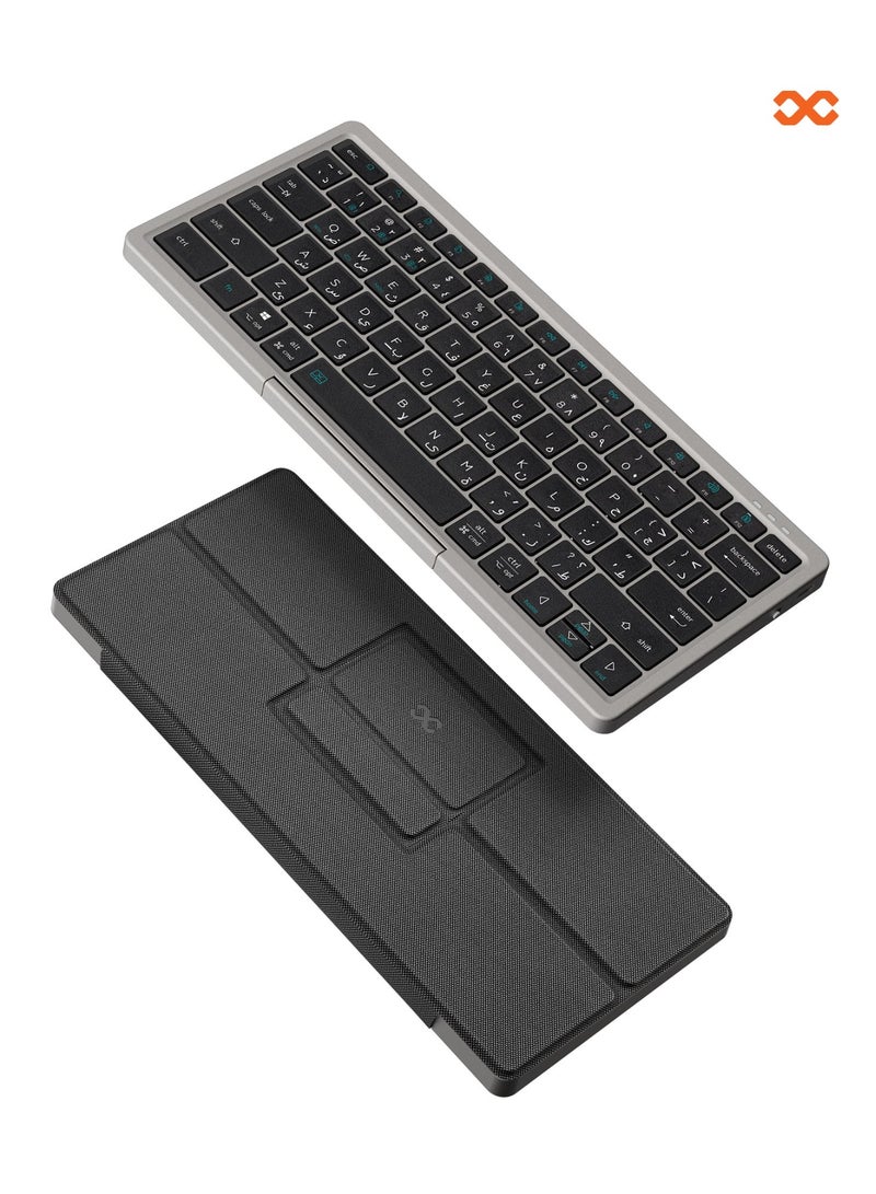 INFINYTY Universal Wireless Keyboard with Trackpad & Sturdy Stand-UnikeyX Black 5.0 Bluetooth Chip, Long Lasting Battery, Multi-Touch Gestures, English & Arabic Keys, Compatible with iOS, Android, Windows, iPadOS, MacOS, ChromeOS - Image 2