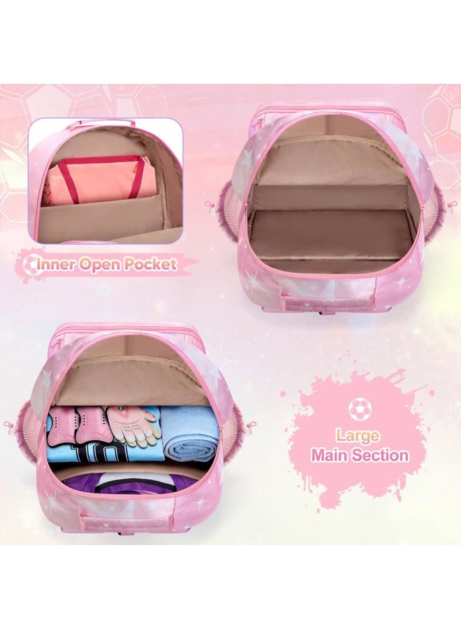 Smasrob Soccer Bags for Girls with Separate Ball Pocket and Shoe Compartment, Sports Backpack for Soccer, Basketball, Volleyball, Pink - Image 4