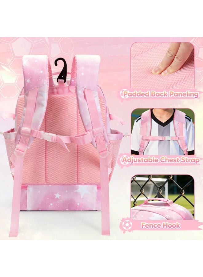 Smasrob Soccer Bags for Girls with Separate Ball Pocket and Shoe Compartment, Sports Backpack for Soccer, Basketball, Volleyball, Pink - Image 5
