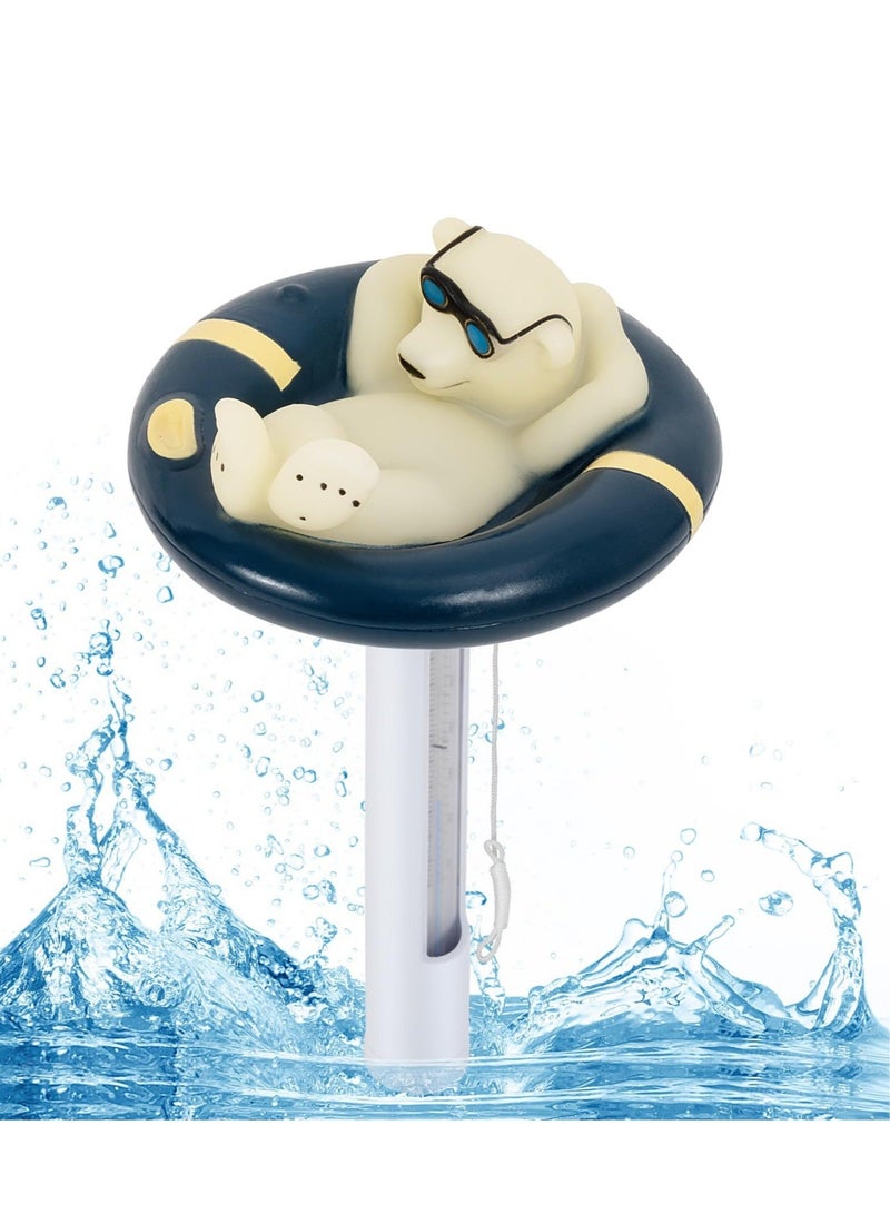 كابتن تيك Pool Thermometer Floating Easy Read, Leisurely Polar Bear Water Thermometer for Ice Bath with String, for Outdoor, Indoor Swimming Pools, Spas, Hot Tubs & Aquariums - Image 1