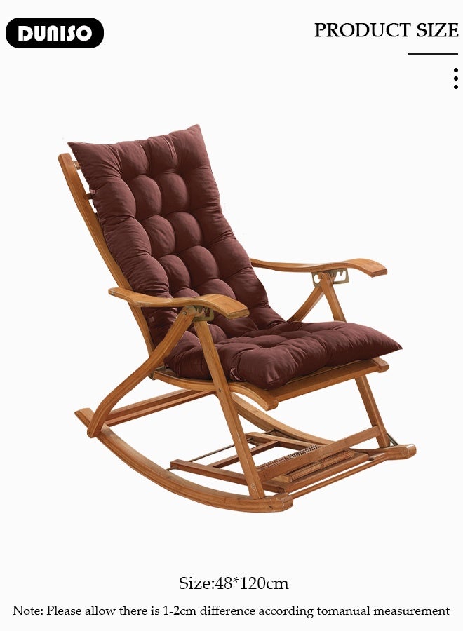 DUNISO Lounger Cushion Pads, Rocking Chair Cushion with Ties,Rattan Chair Cushion, Premium Plush PP Cotton Pads Non Skid Slip Backed Set of Upper and Lower,Portable Garden Patio Thick Padded Bed Seat Cover For Travel Holiday - Image 3