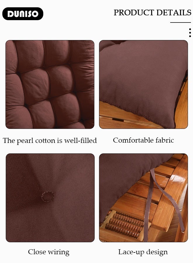 DUNISO Lounger Cushion Pads, Rocking Chair Cushion with Ties,Rattan Chair Cushion, Premium Plush PP Cotton Pads Non Skid Slip Backed Set of Upper and Lower,Portable Garden Patio Thick Padded Bed Seat Cover For Travel Holiday - Image 4