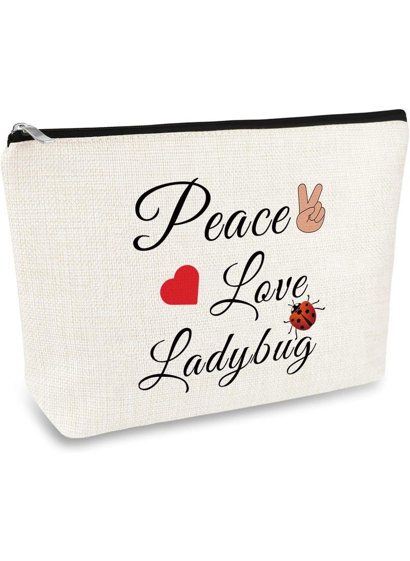 Mikela Ladybug Lover Gift Ladybug Makeup Bag for Women Good Luck Ladybug Gift Lady Bug Gift Cosmetic Bag Inspirational Gift Motivation Gift for Girl Birthday Christmas Gift for Friend Daughter Sister 